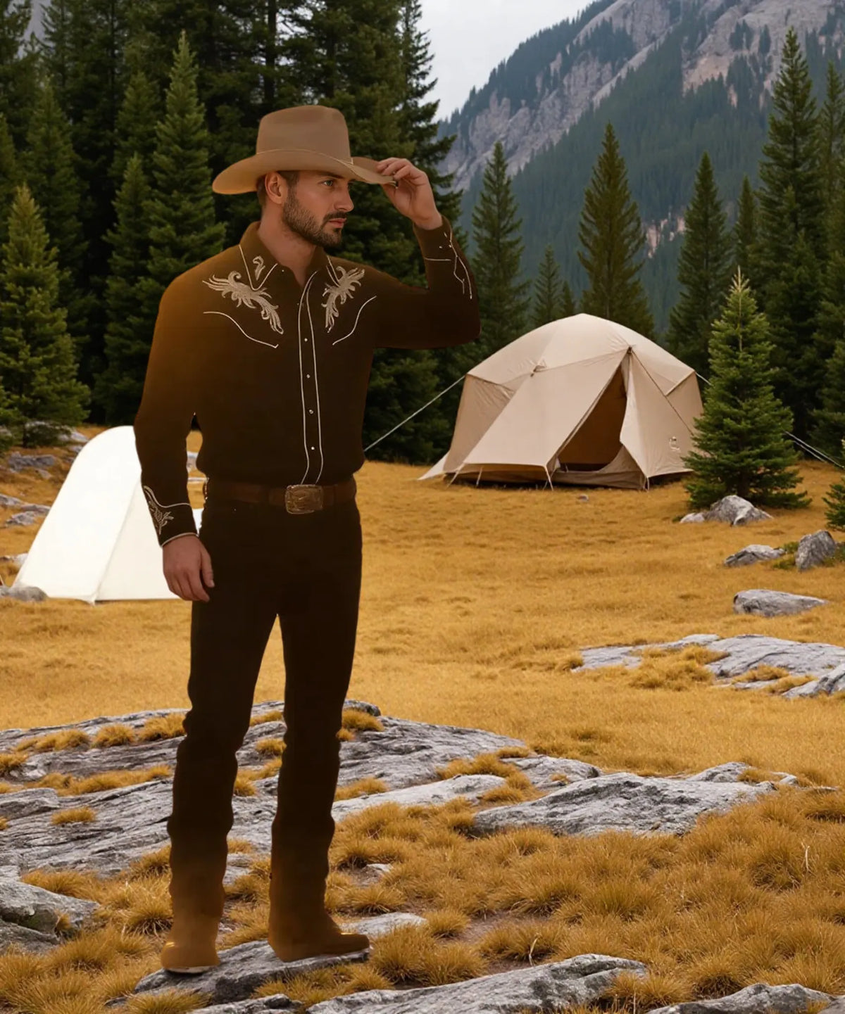 Beige Jimmy Stewart Felt Cowboy Hat