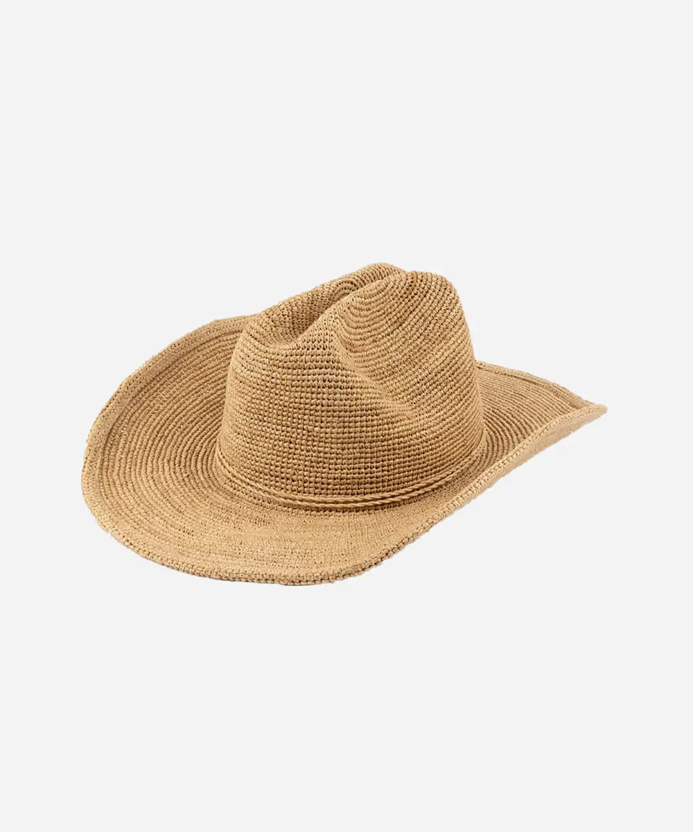 Natural Ames Packable Raffia Sun Cowboy Hat