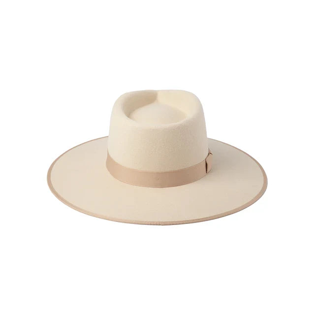 Ivory Wool Felt Structured Fedora Hat
