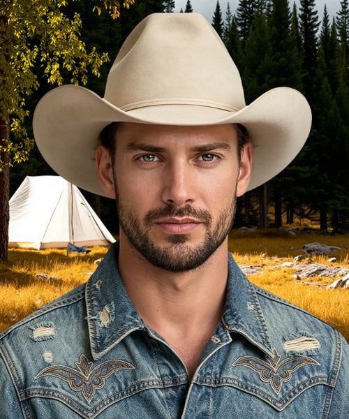 Beige Jimmy Stewart Felt Cowboy Hat