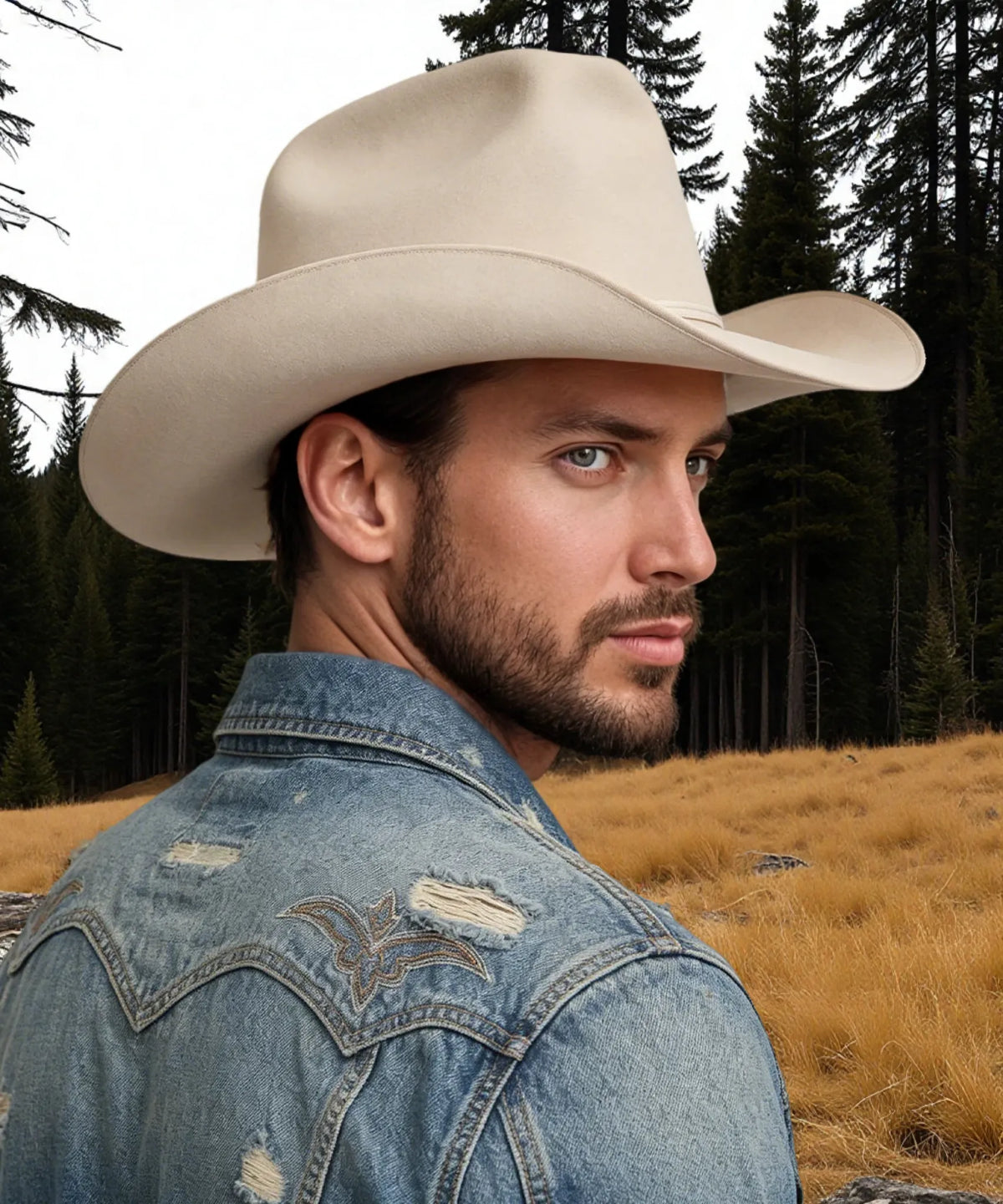 Beige Jimmy Stewart Felt Cowboy Hat