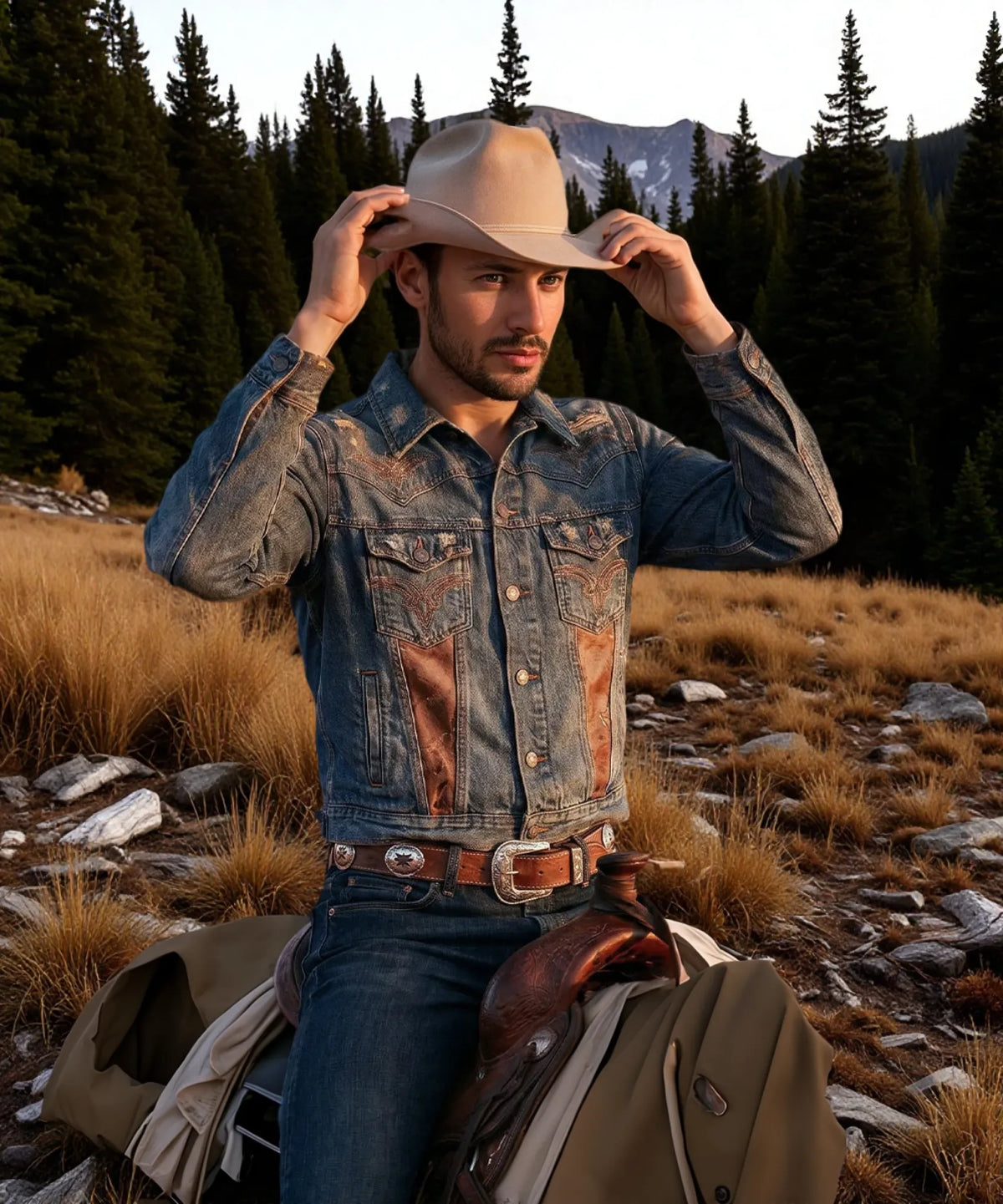 Beige Jimmy Stewart Felt Cowboy Hat