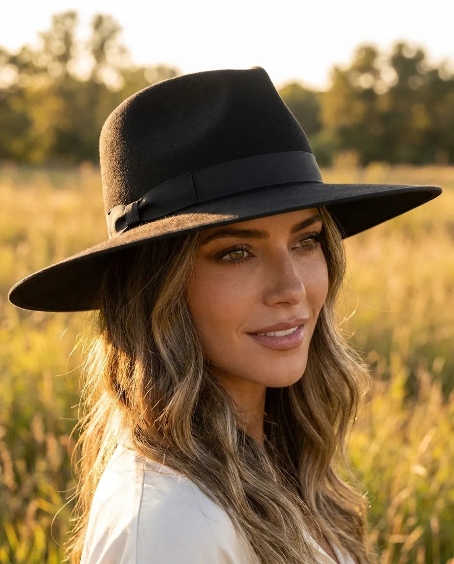 Noir Rancher Black Wool Fedora Hat