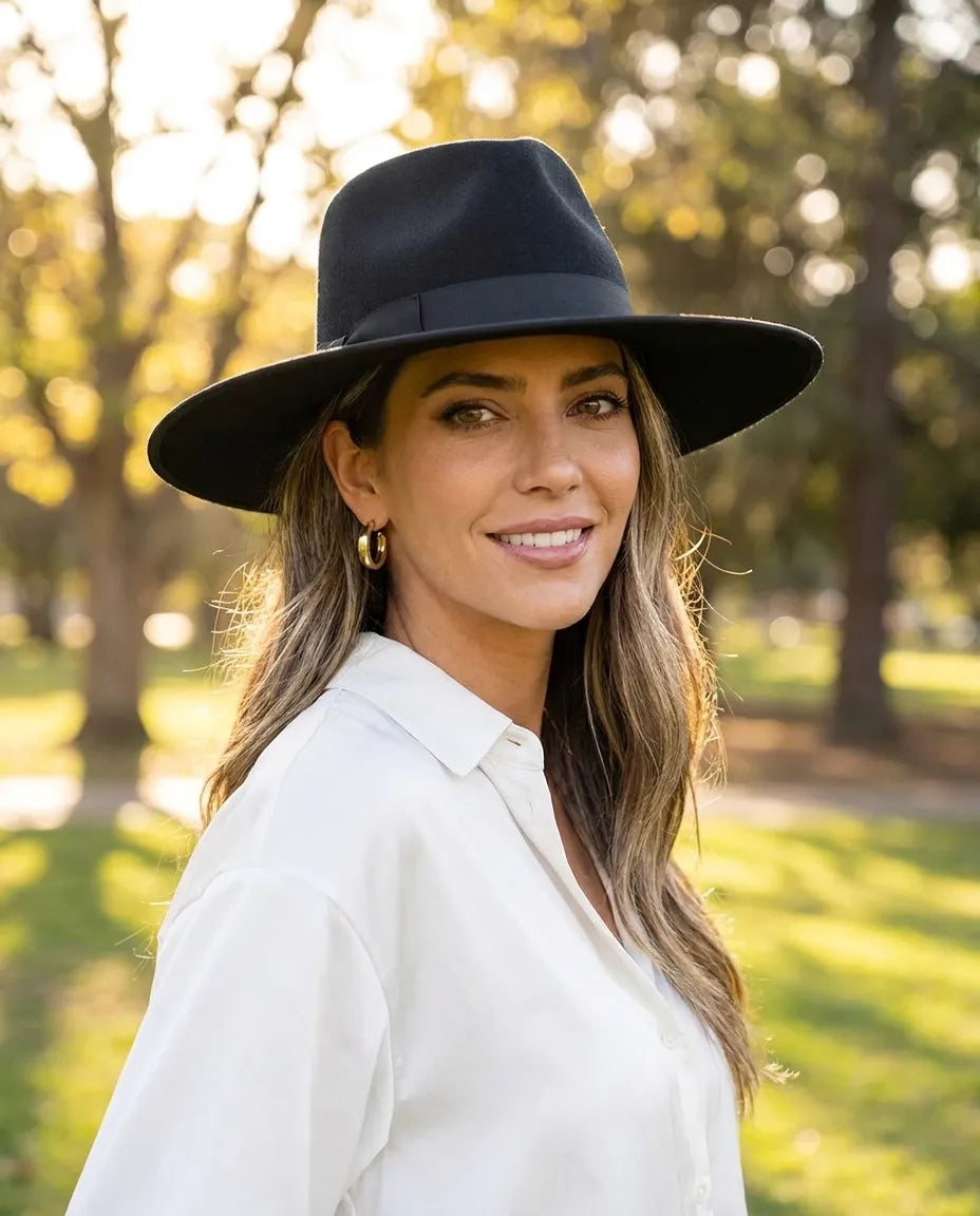 Noir Rancher Black Wool Fedora Hat