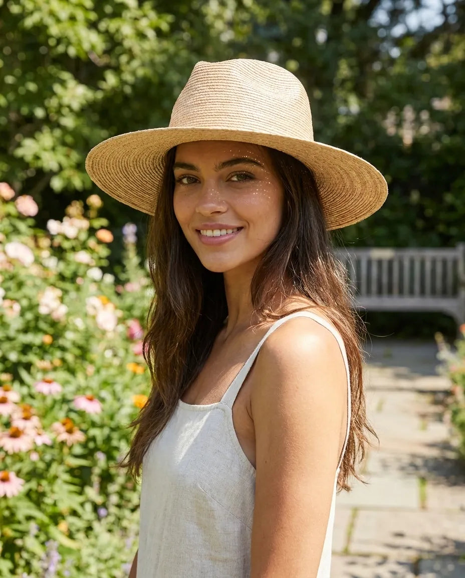 Summer Palm Leaf Natural Fedora Hat