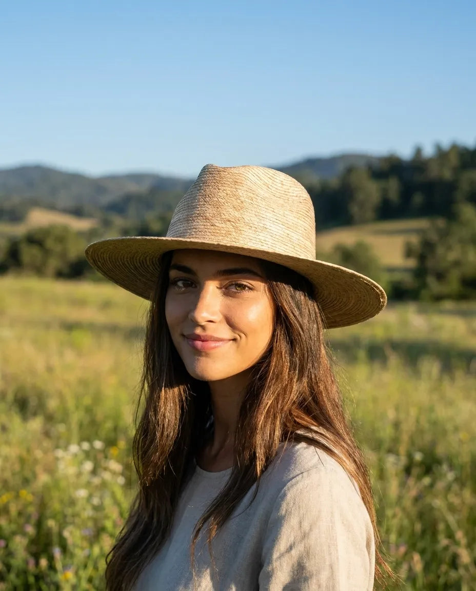 Summer Palm Leaf Natural Fedora Hat