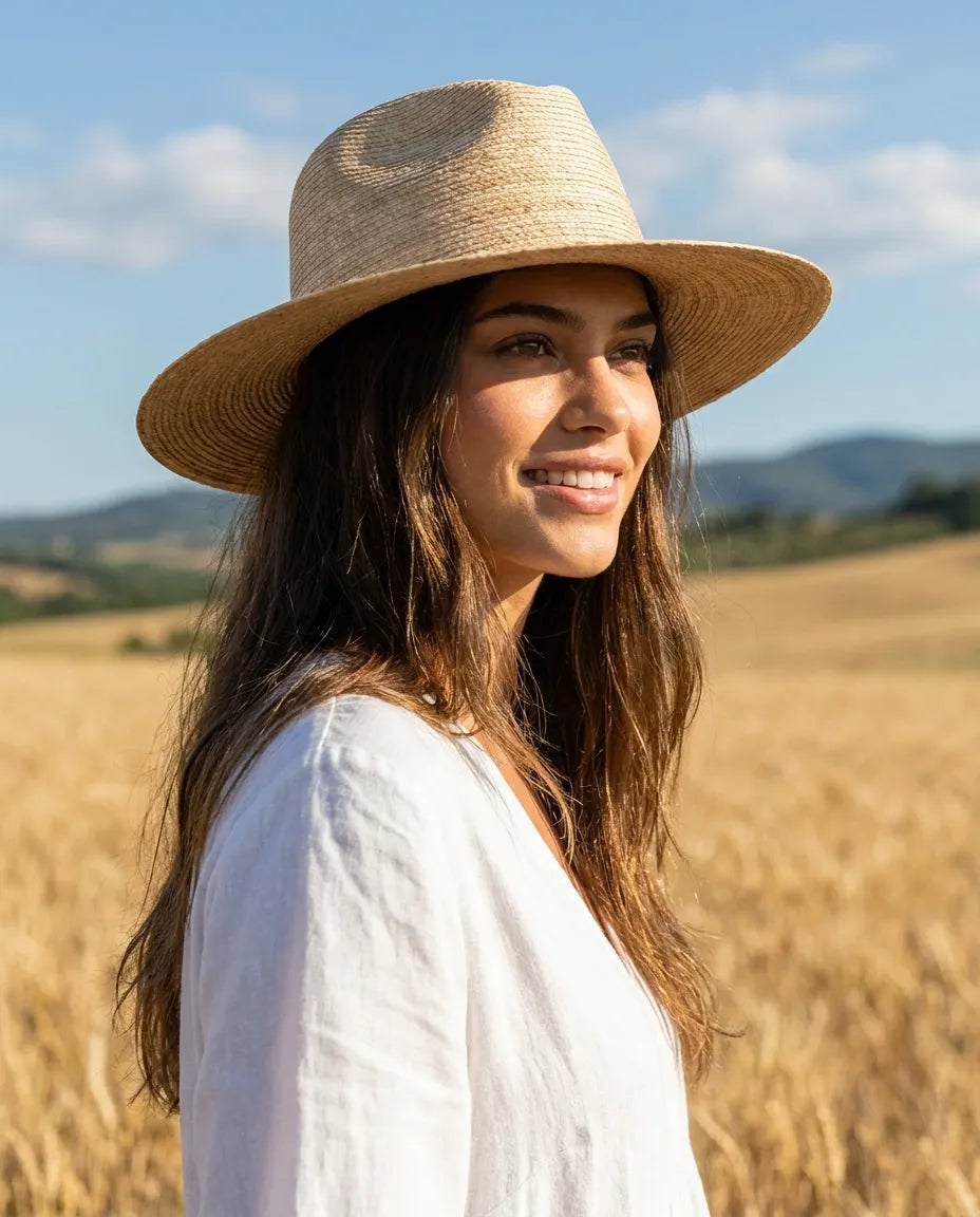 Summer Palm Leaf Natural Fedora Hat