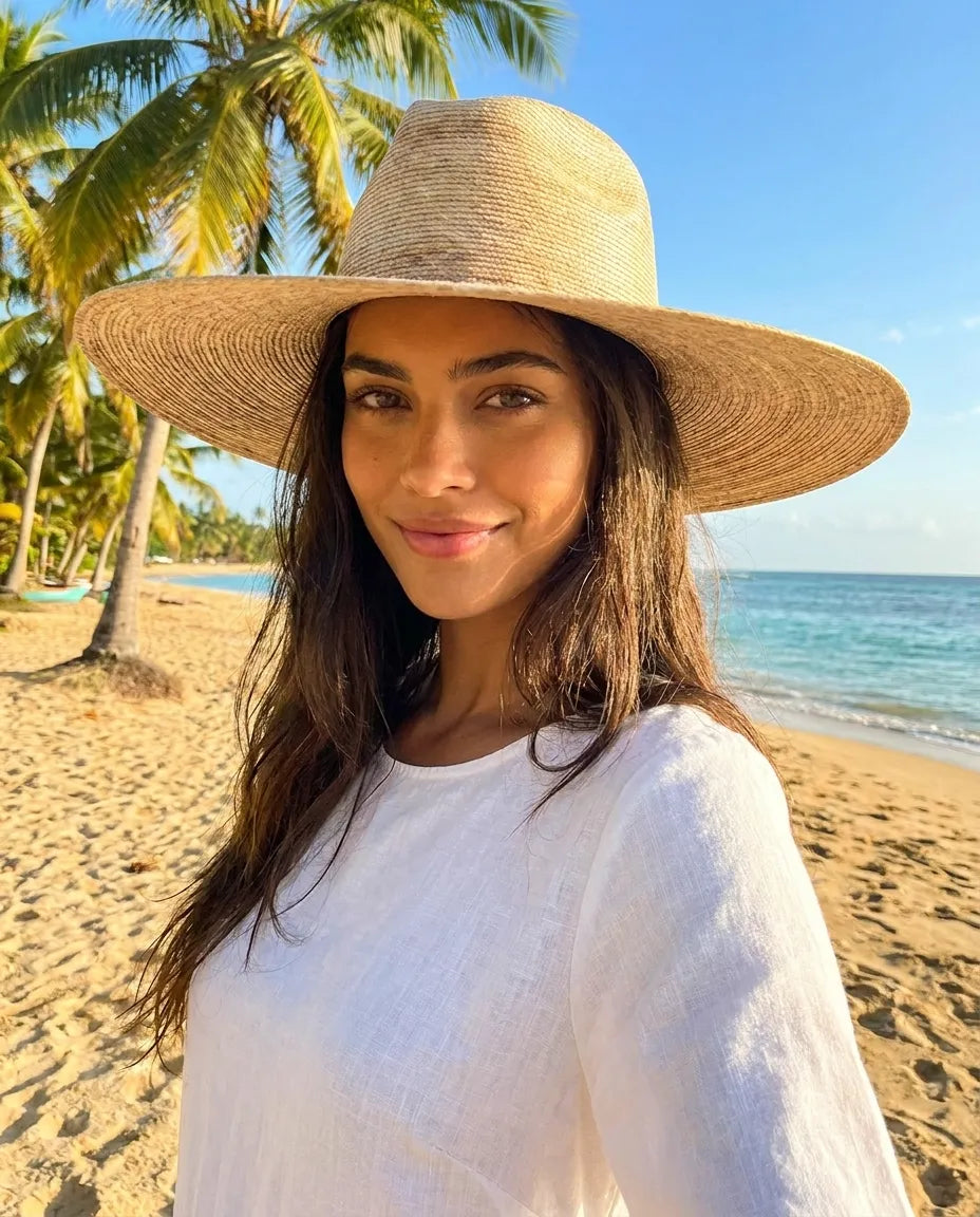 Classic Natural Palm Leaf Fedora Hat