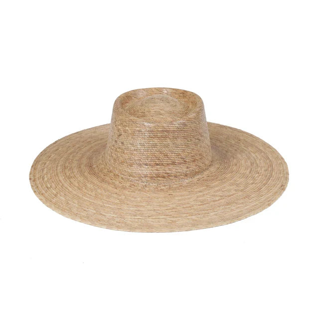 Natural Wide Brim Palm Leaf Boater Straw Hat