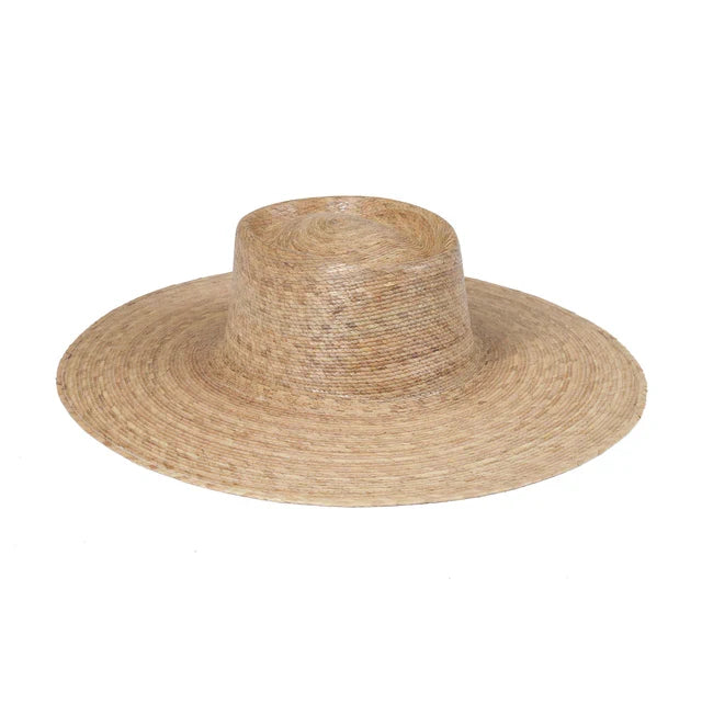 Natural Wide Brim Palm Leaf Boater Straw Hat