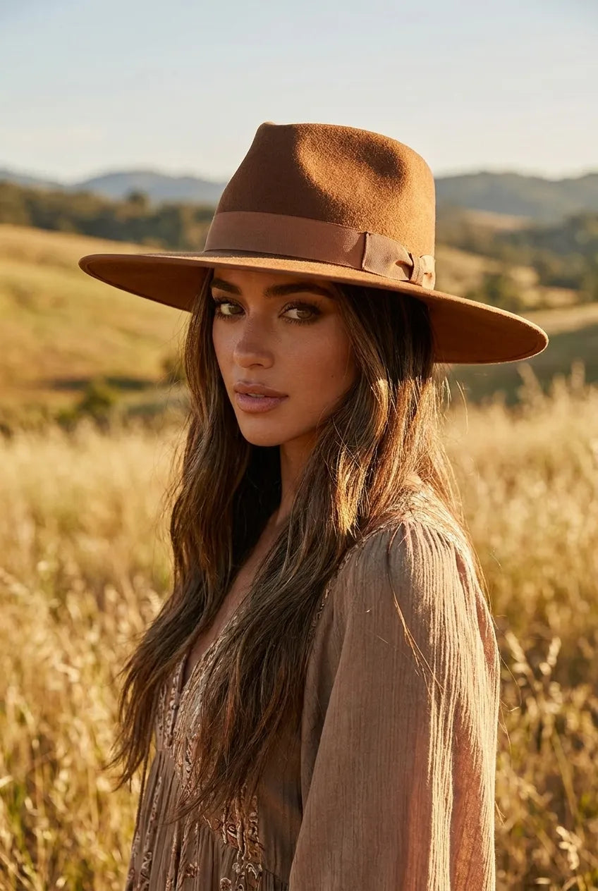 Teak Rancher Brown Wool Heritage Fedora Hat