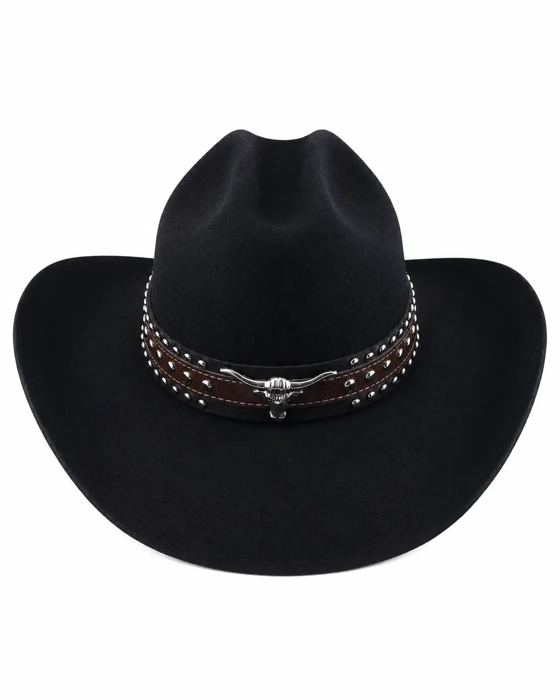 Black Vintage Wide-Brim Pure Wool Cowboy Hat