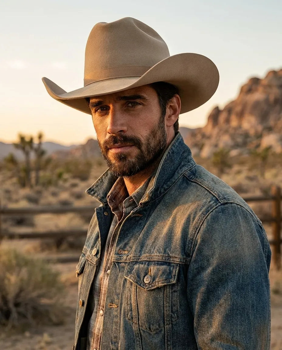 Beige James Dean Wool Felt Cowboy Hat
