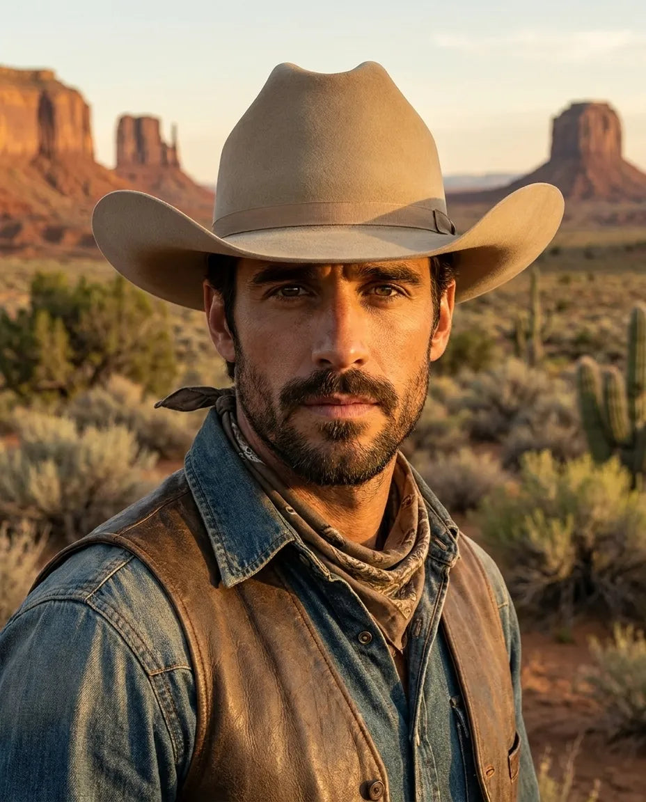 Beige James Dean Wool Felt Cowboy Hat