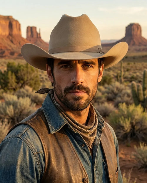 Beige James Dean Wool Felt Cowboy Hat