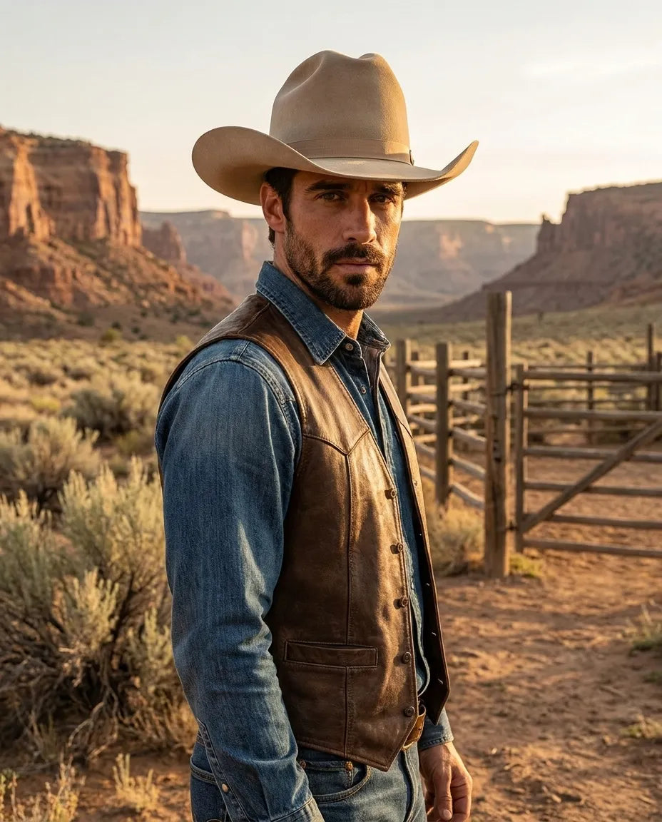 Beige James Dean Wool Felt Cowboy Hat