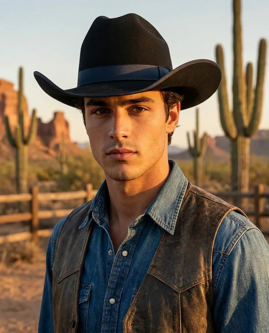 Western styles Black Wool Felt Cowboy Hat