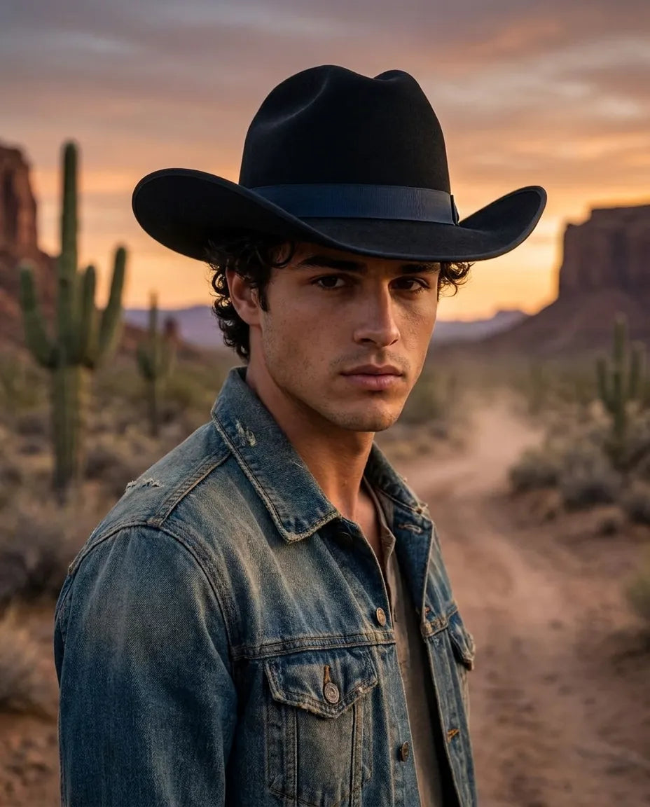 Western styles Black Wool Felt Cowboy Hat