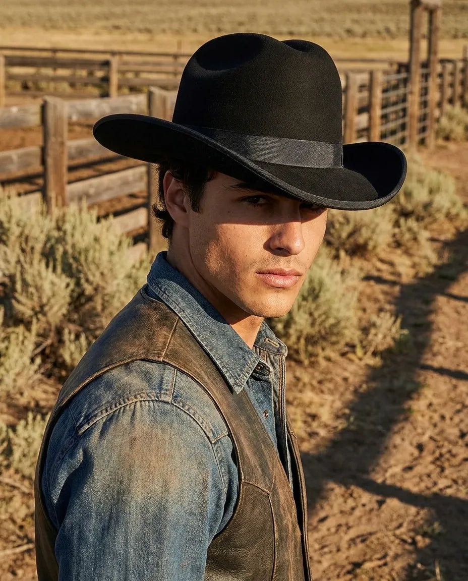 Western styles Black Wool Felt Cowboy Hat