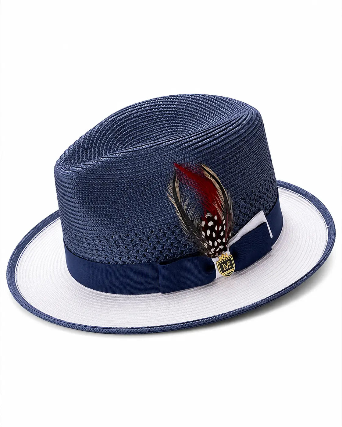 Blue Straw Fedora Hat For Women