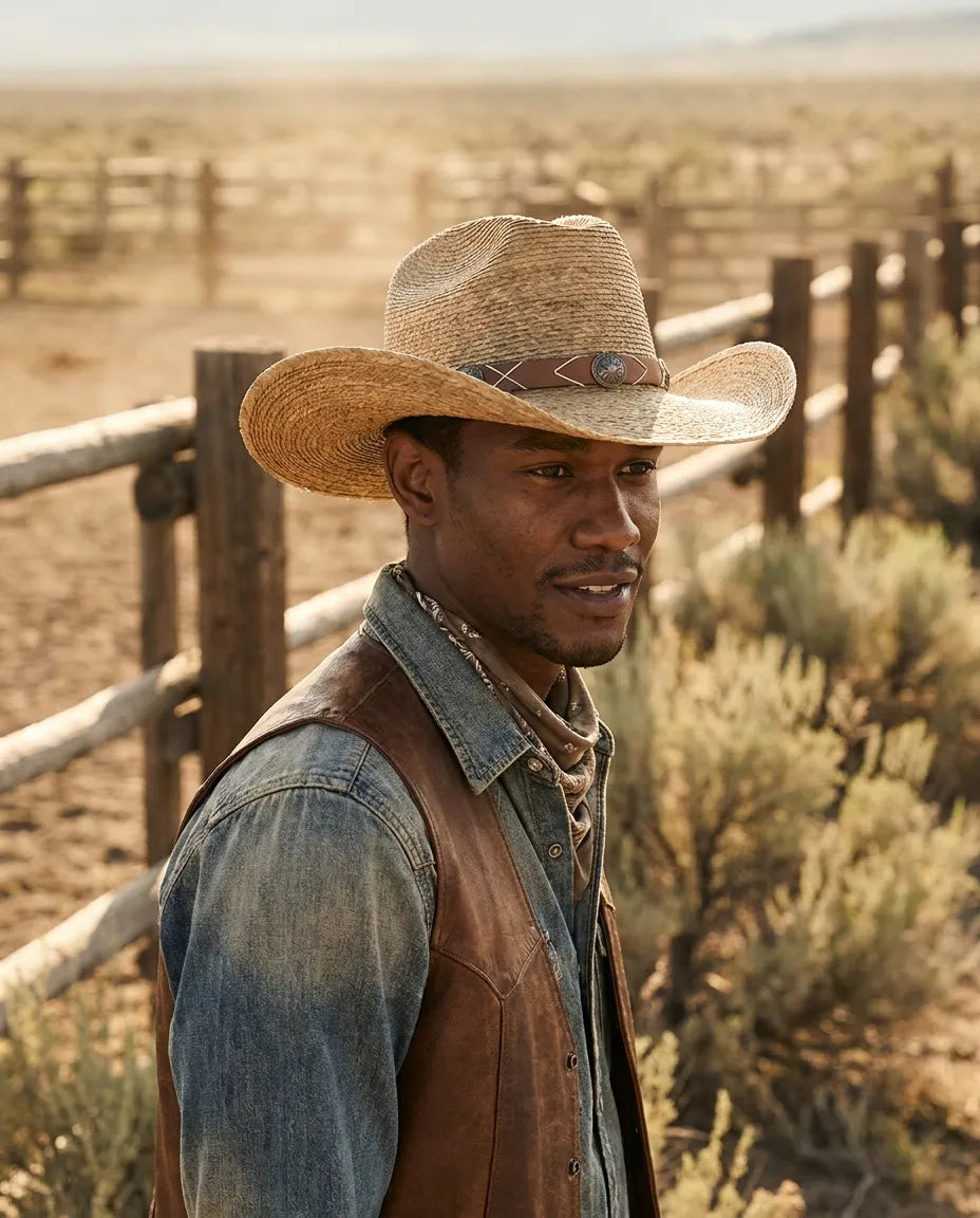 Classic Western Style Brown Straw Cap