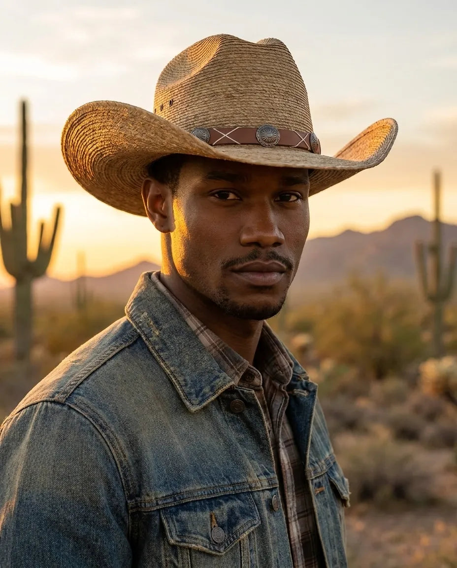Classic Western Style Brown Straw Cap