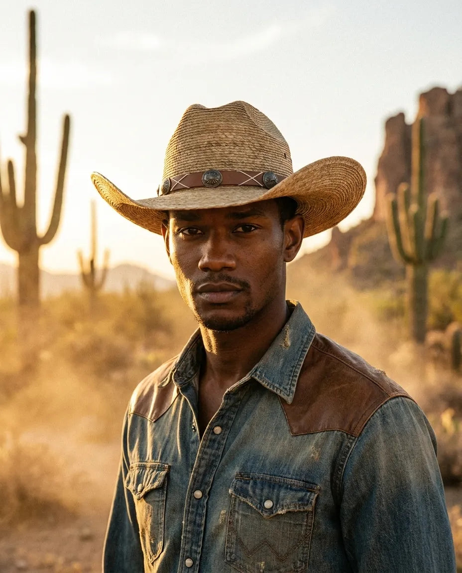 Classic Western Style Brown Straw Cap