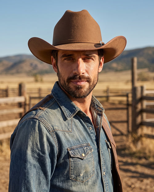 Brown Felt Western Cowboy Hat for Men