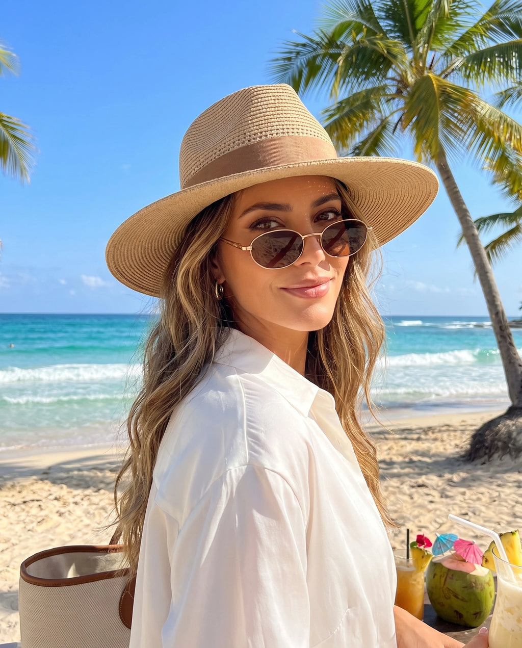 Brown Handwoven paper straw Panama Hat