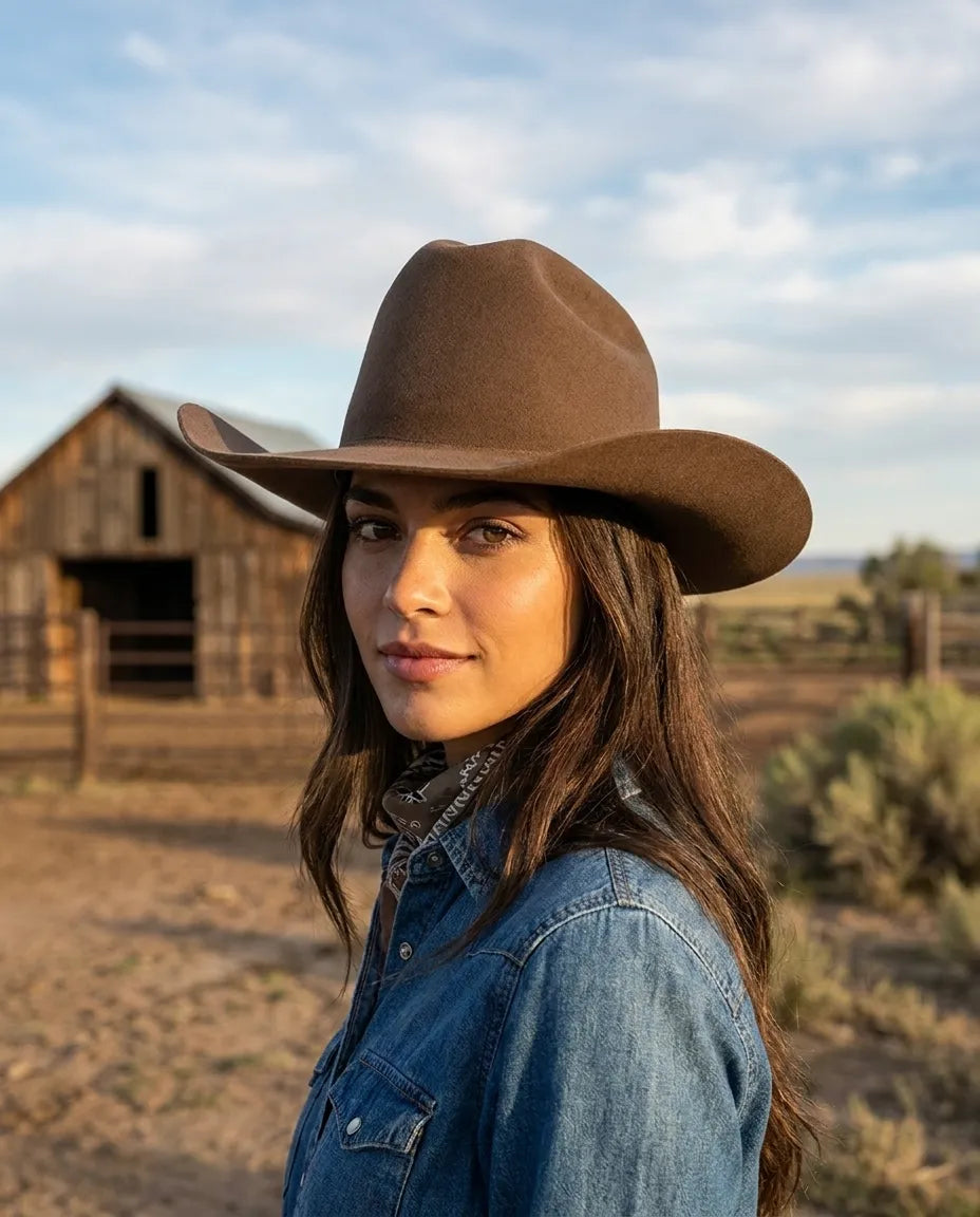 Brown Matriarch Cattleman Wool Cowboy Hat