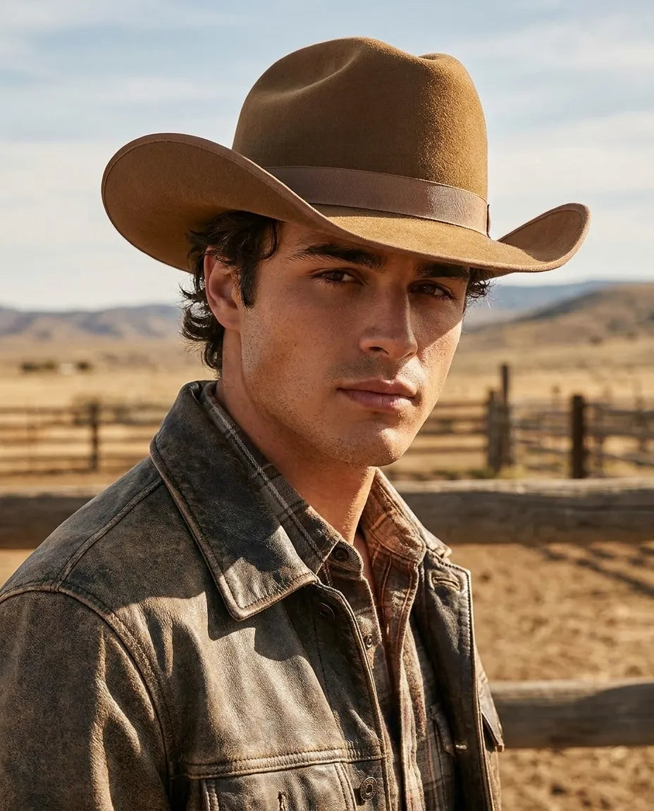 Brown Wool Felt Cattleman Western Cowboy Hat