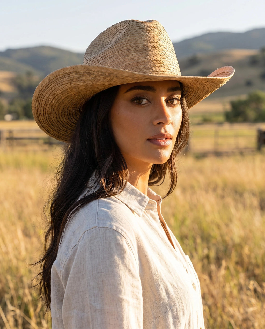 Brown Dustline Straw Western Hat