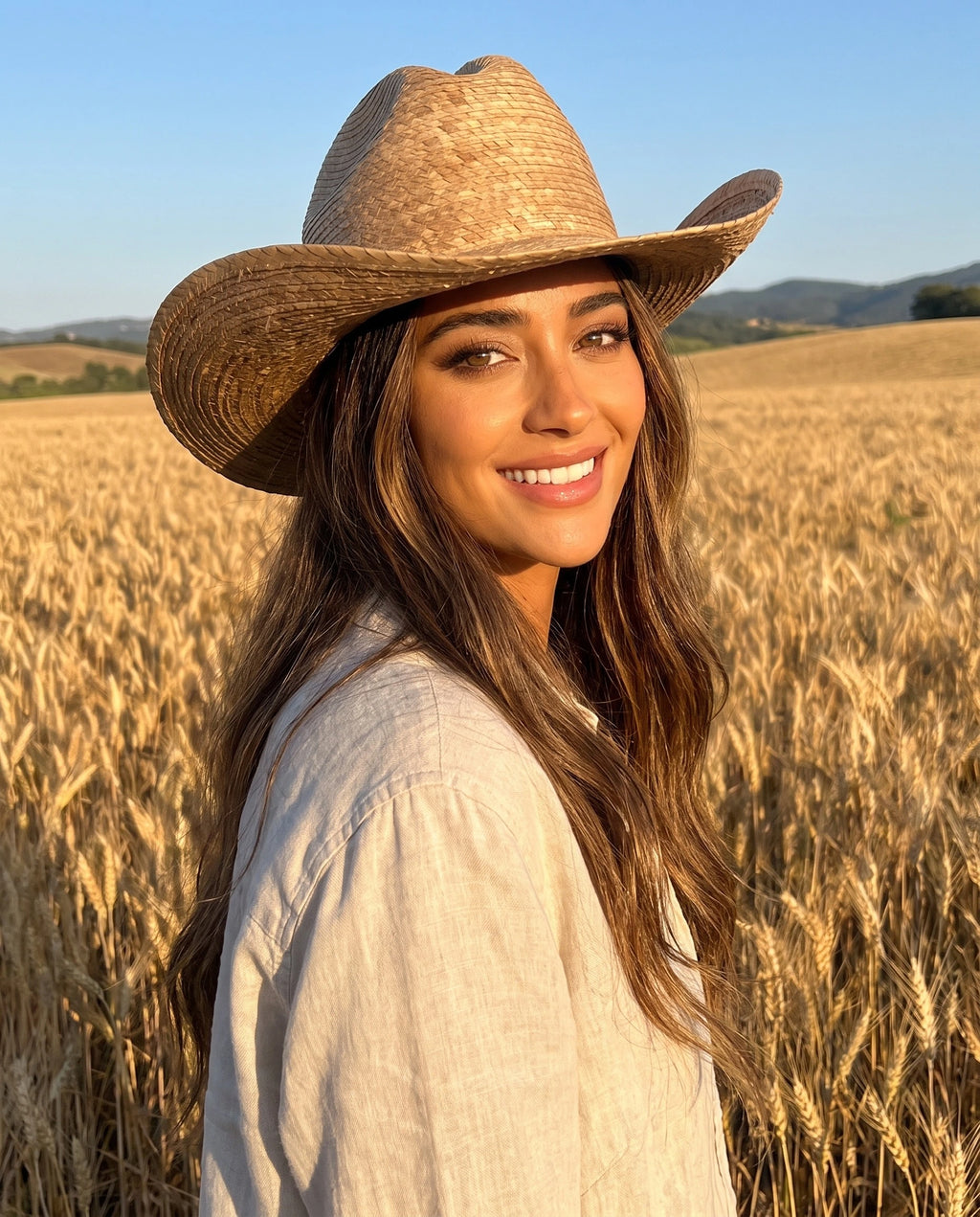 Brown Dustline Straw Western Hat