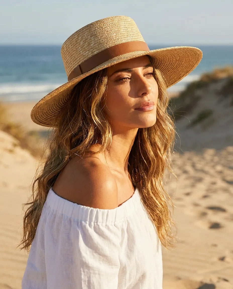 Gentry Summer Natural Raffia Boater Hat