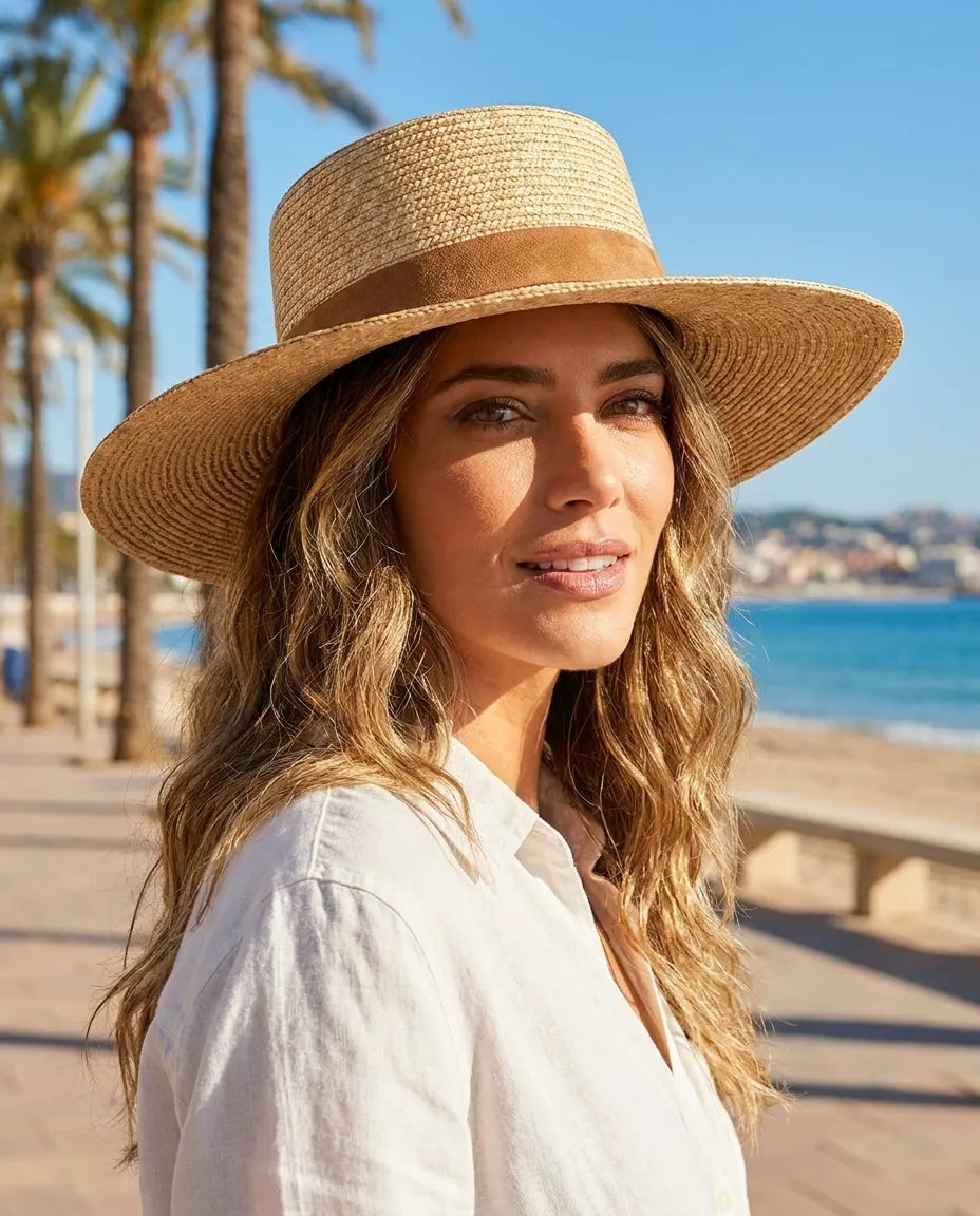 Gentry Summer Natural Raffia Boater Hat