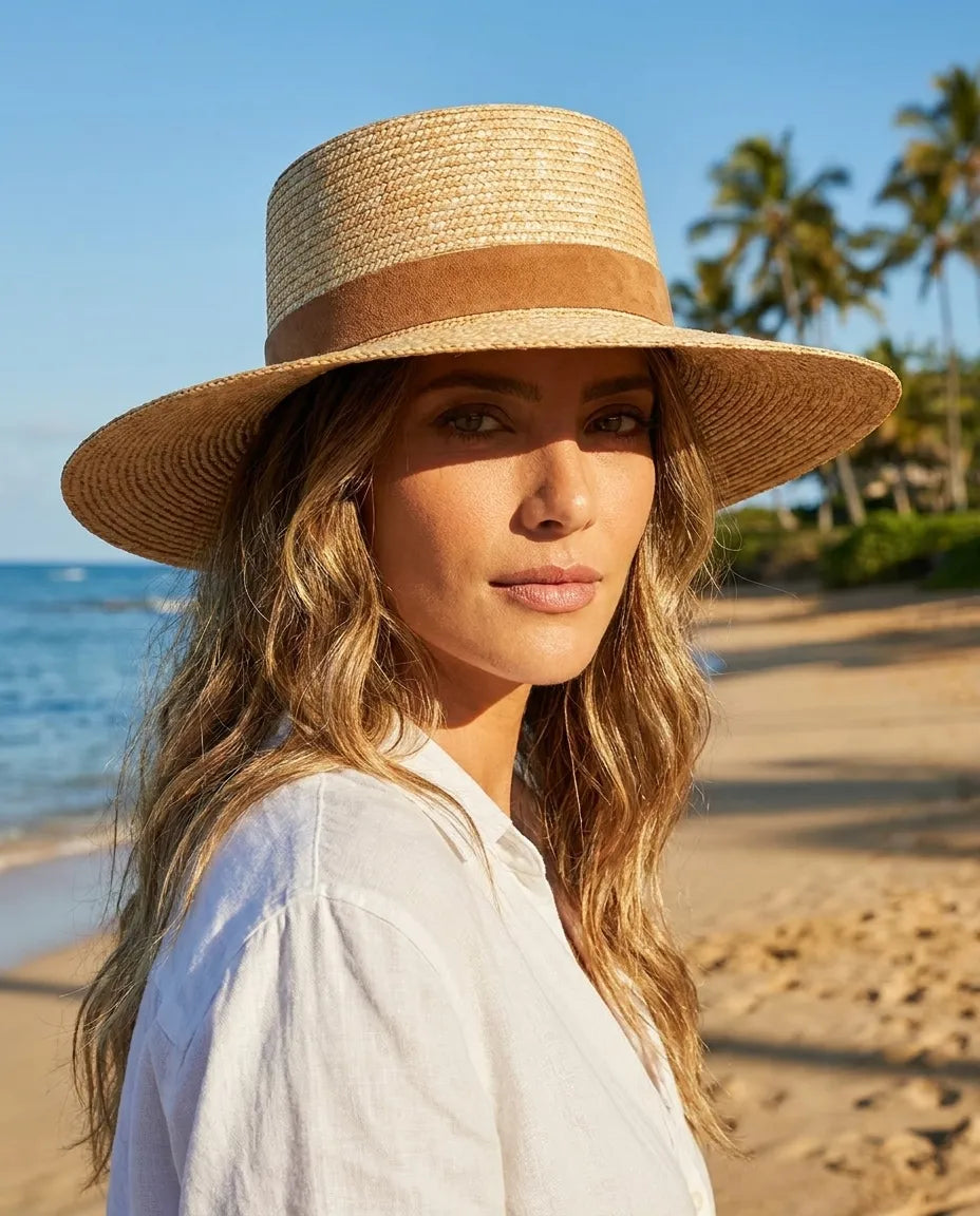 Gentry Summer Natural Raffia Boater Hat
