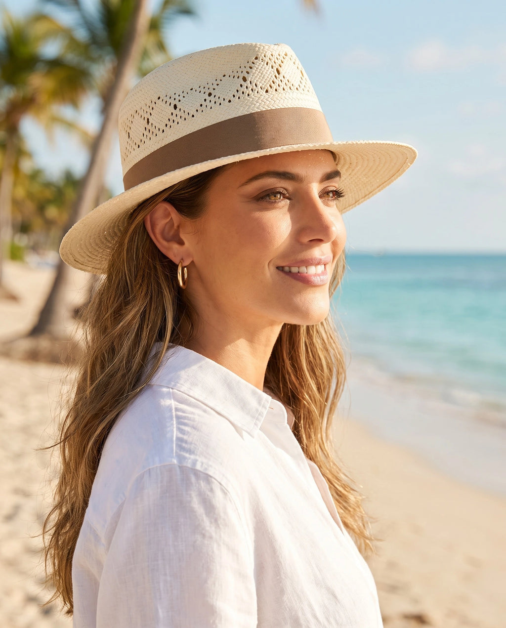 Breathable Conical-top Panama Straw Hat with sun protection