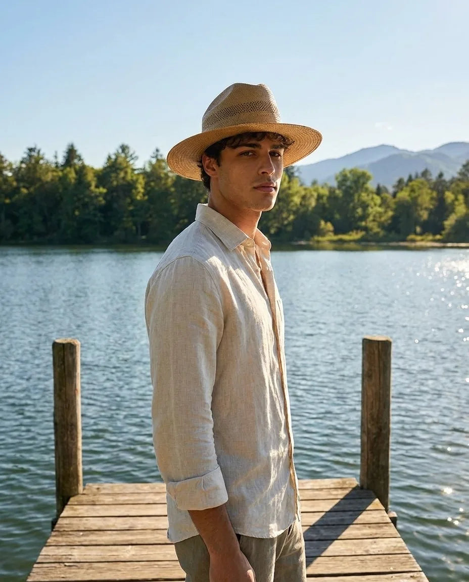 Handwoven Light Brown Wide Brim Straw Hat