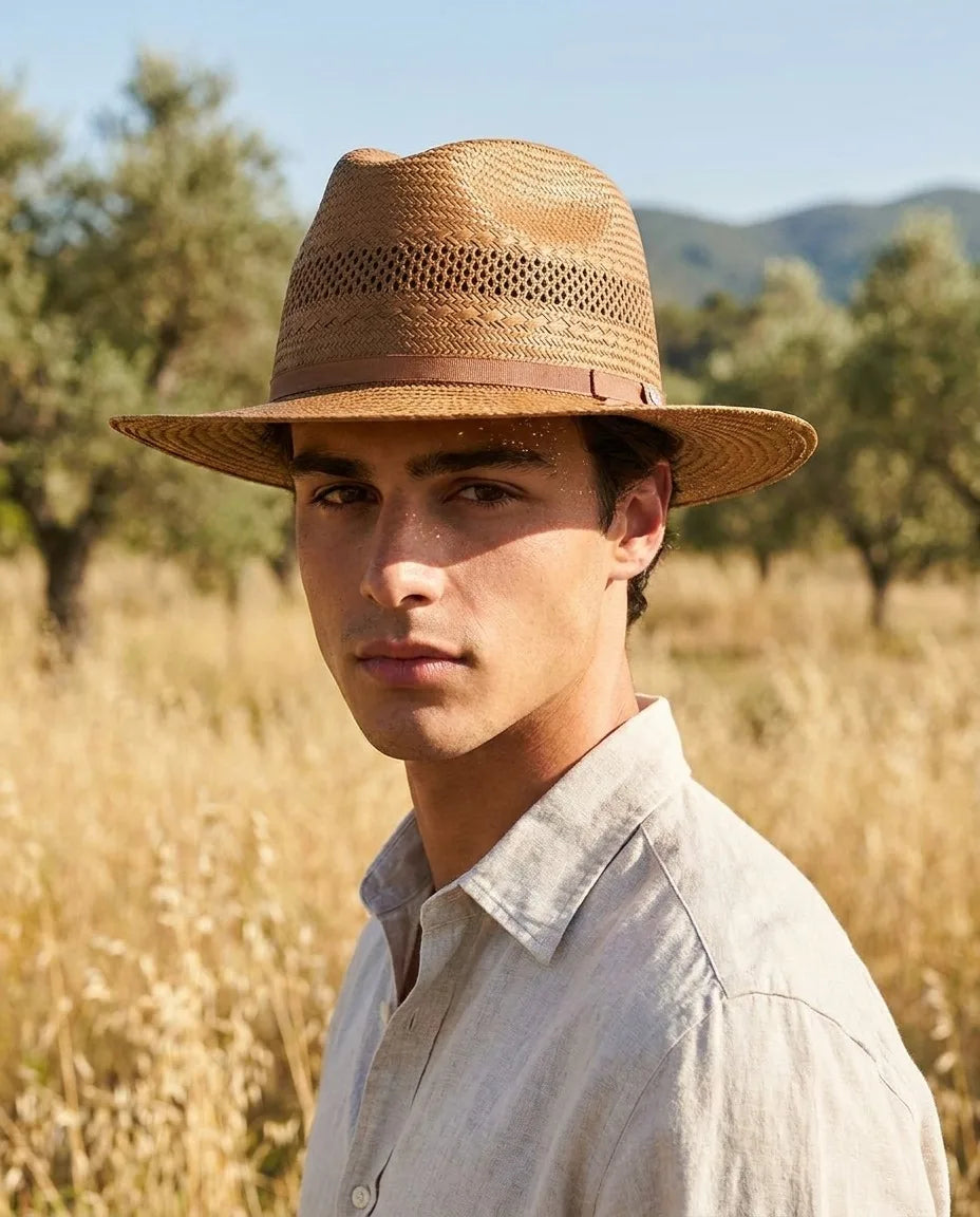Handwoven Light Brown Wide Brim Straw Hat