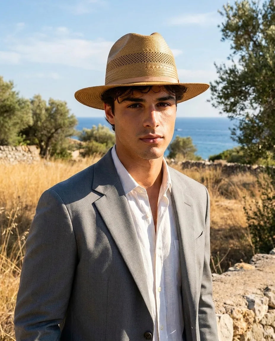 Handwoven Light Brown Wide Brim Straw Hat