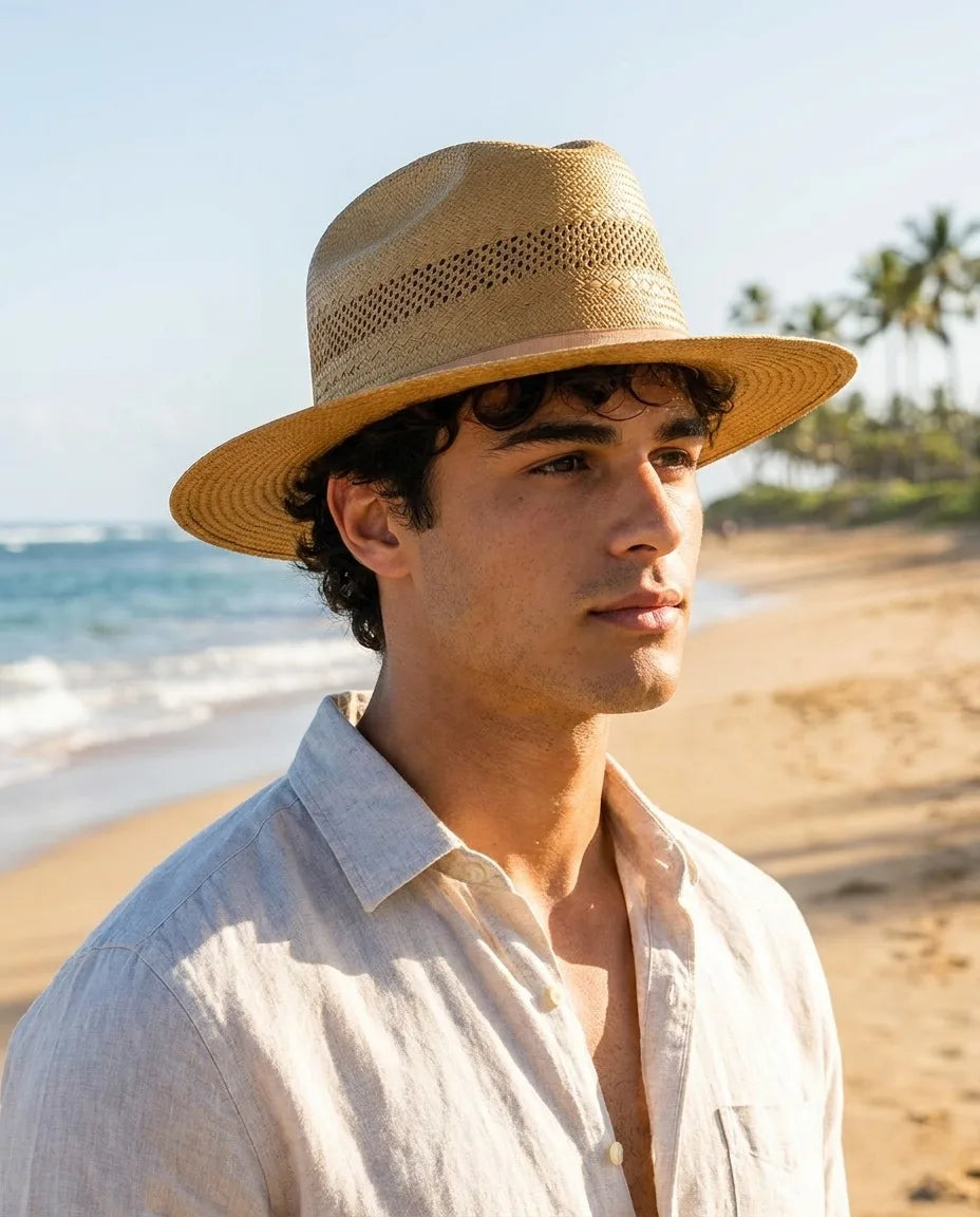 Handwoven Light Brown Wide Brim Straw Hat