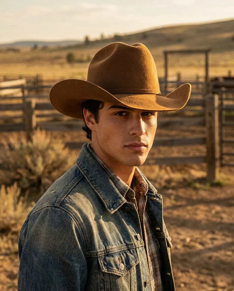 Brown Jimmy Stewart Wool Cowboy Hat