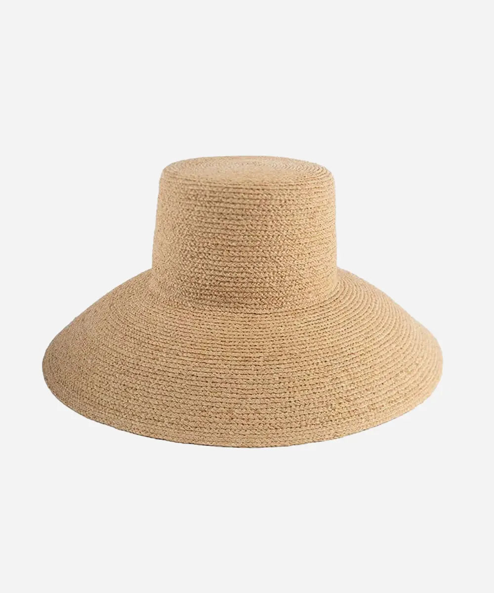 Jolie Natural Wide Brim Straw Bucket Hat
