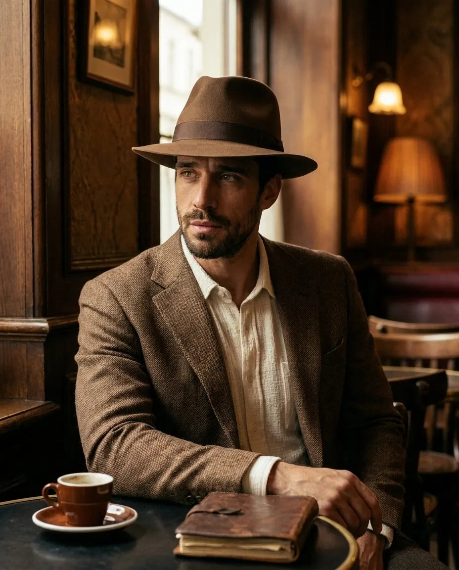 Khaki Warm Wool Cowboy Hat for Men