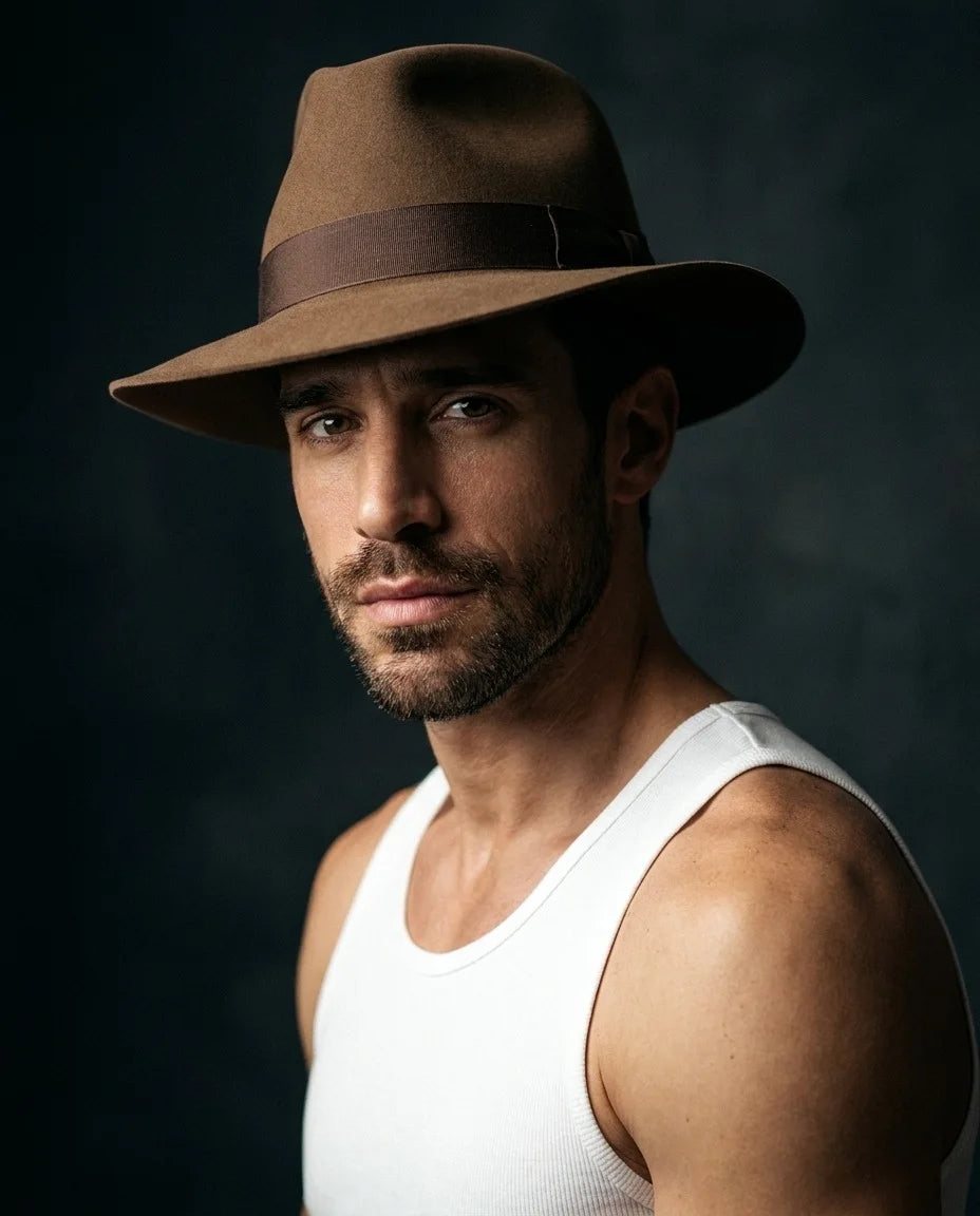 Khaki Warm Wool Cowboy Hat for Men
