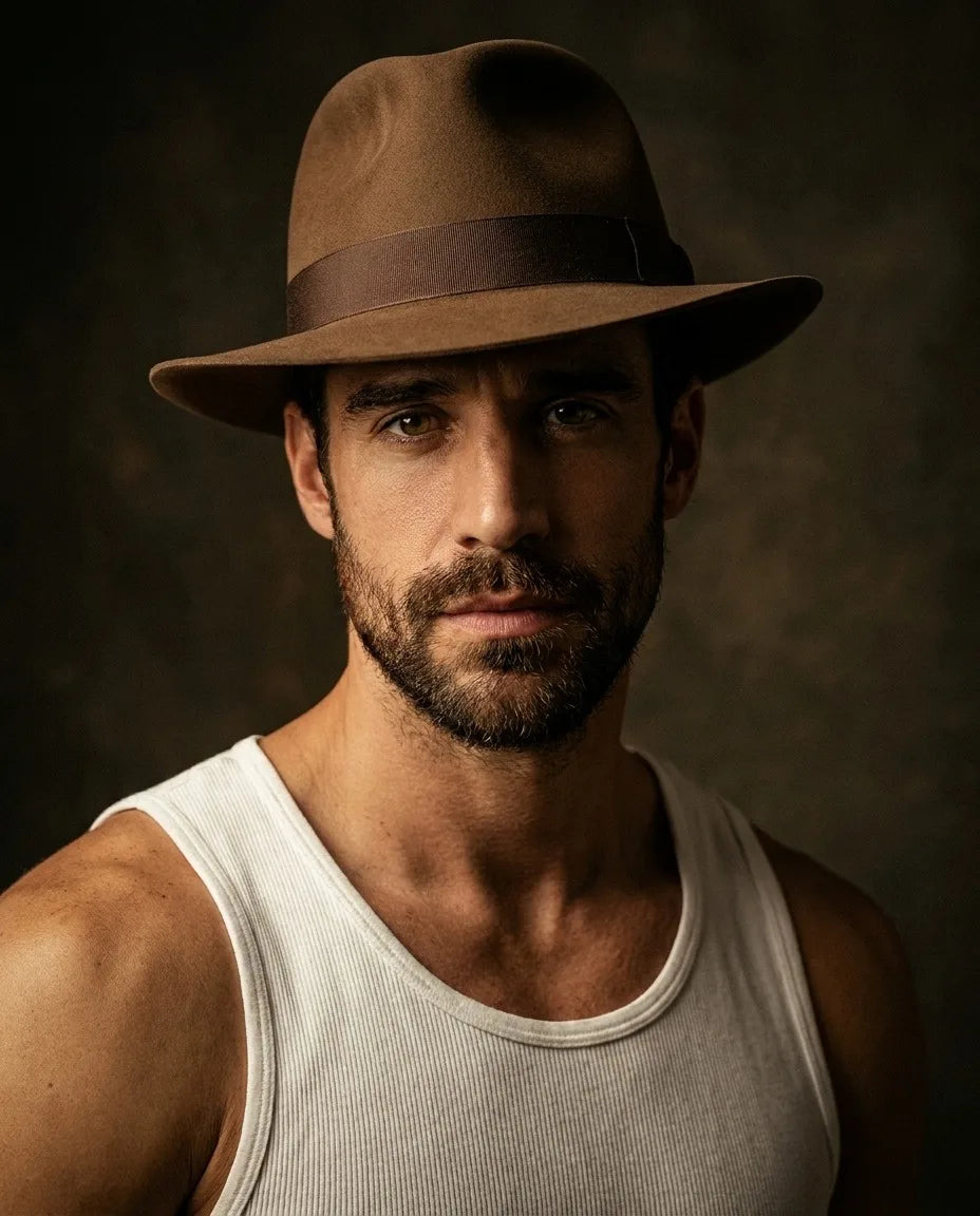 Khaki Warm Wool Cowboy Hat for Men