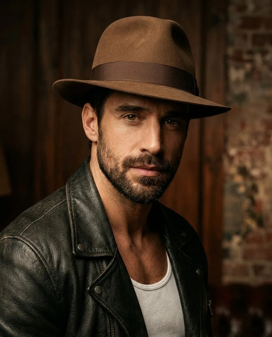 Khaki Warm Wool Cowboy Hat for Men