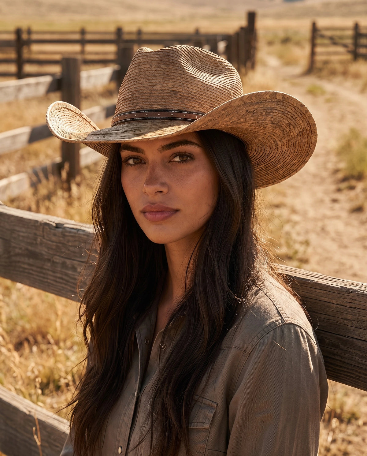 High Western Crown Mesa Brown Cowboy Straw Hat