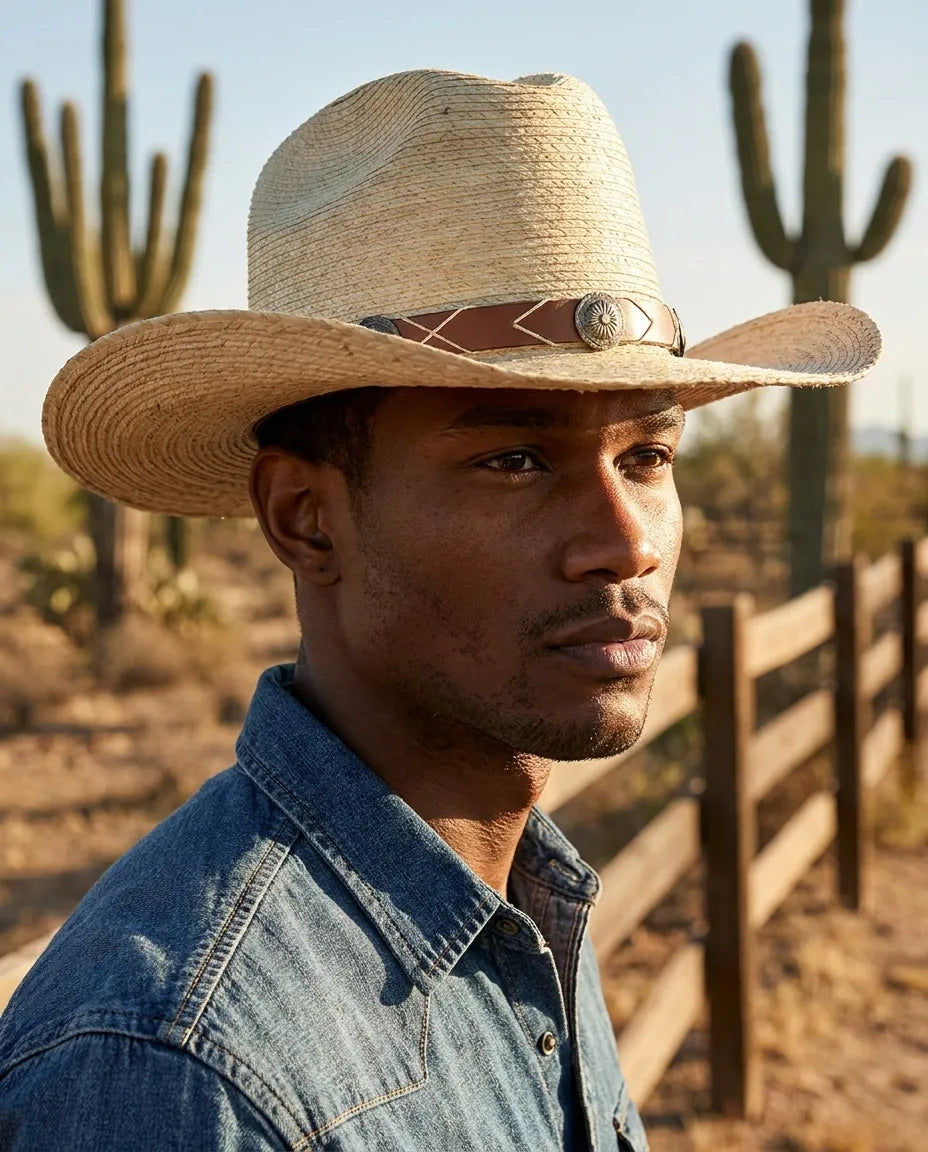 Outpost Badge Curved Brim Straw Cowboy Hat