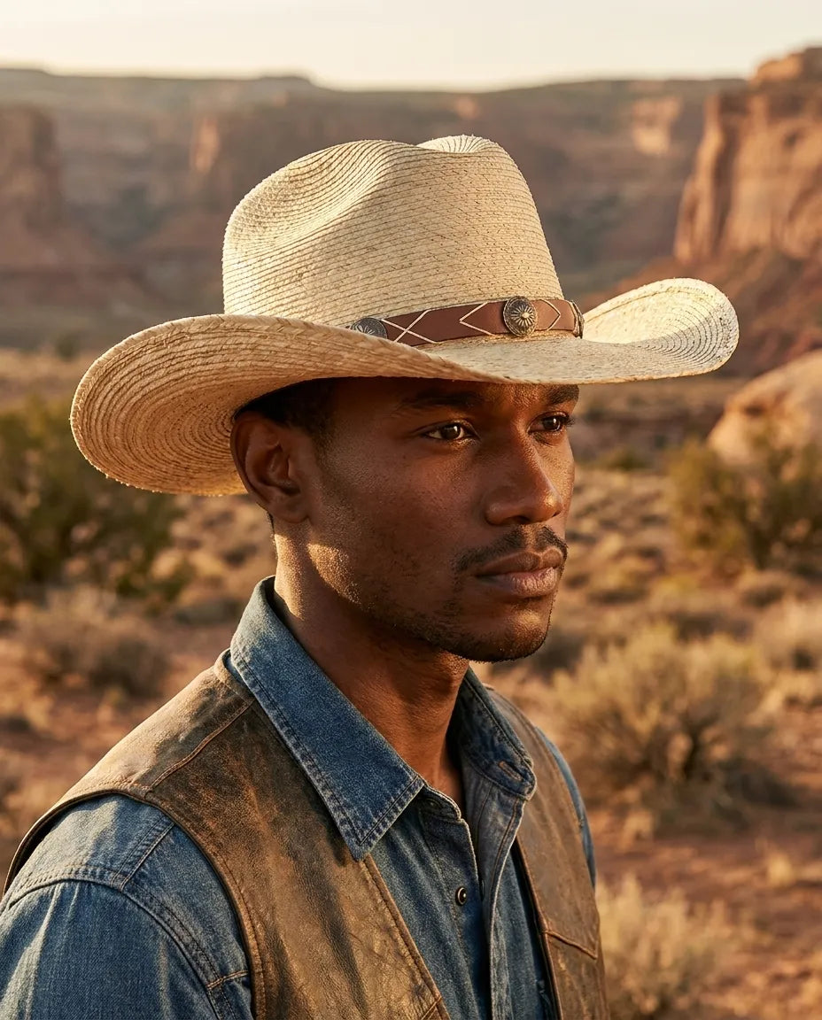 Outpost Badge Curved Brim Straw Cowboy Hat